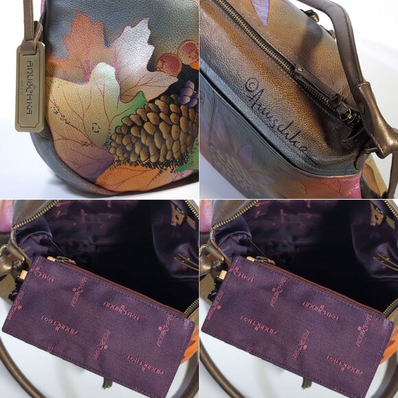 Anuschka Bags Fall Hand Painted Leather Organizer Shoulder Purse - Picture 10 of 12